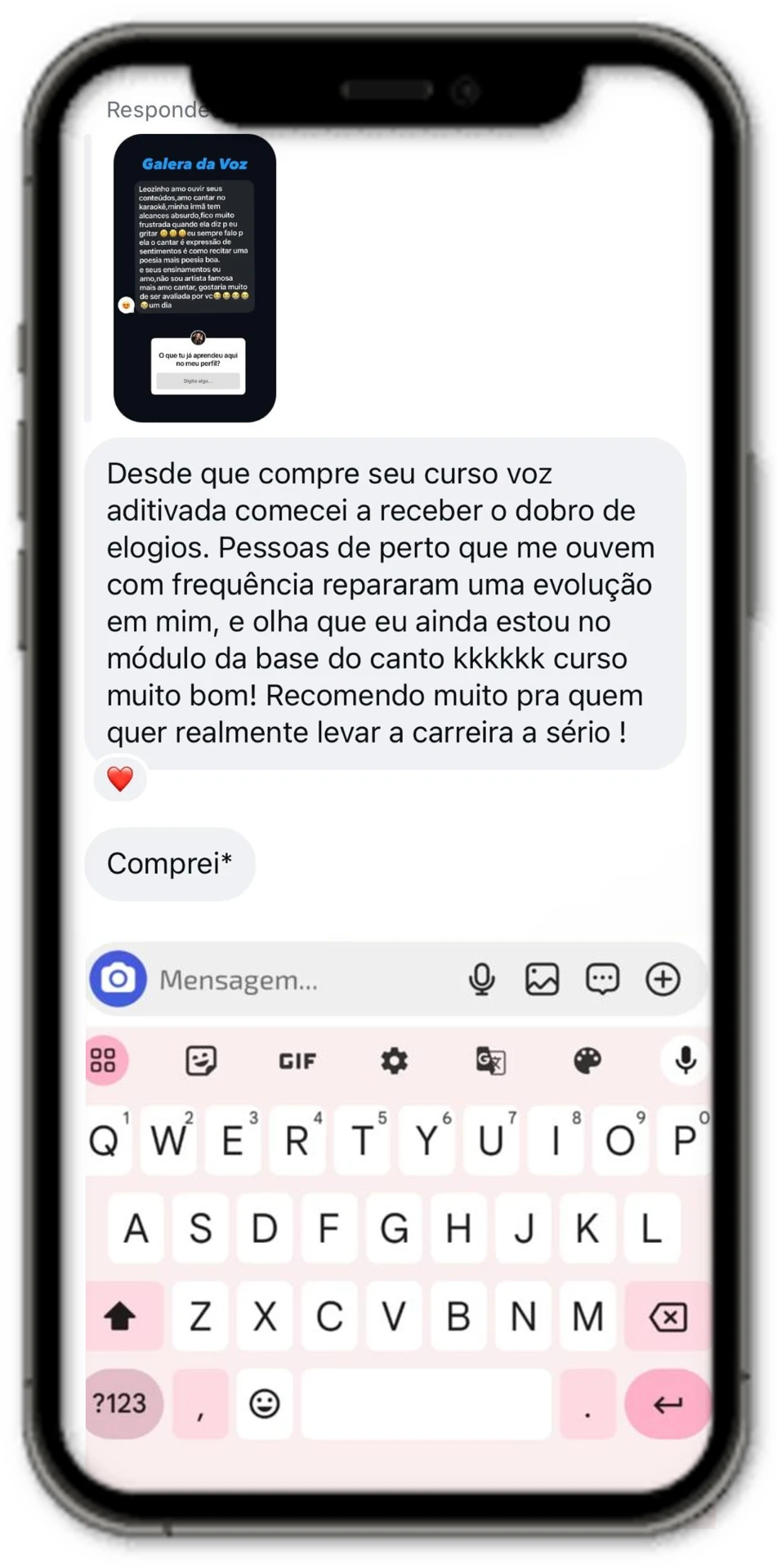 Depoimento sobre o curso Voz Aditivada